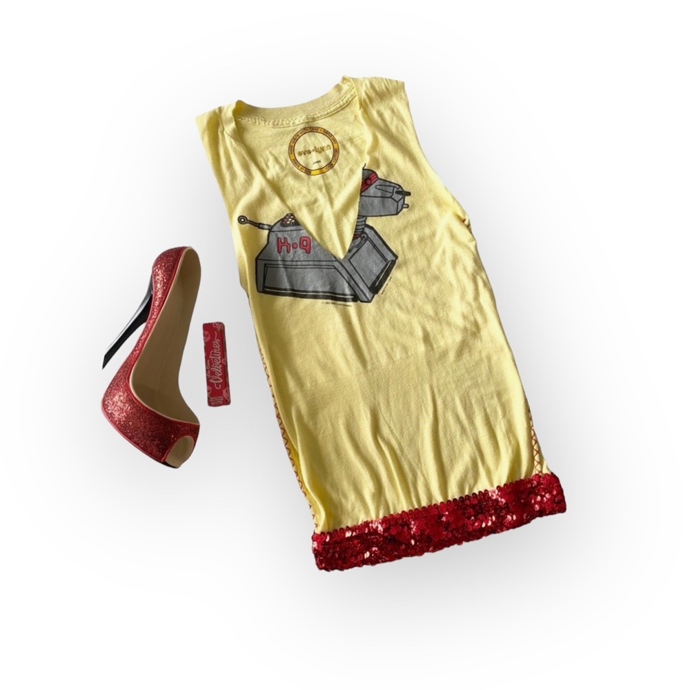 Vintage Upcycled: eve✶lynn ✶ Lori Robot 1982 Tee ✶ Sequin Embellish Whip Stitch - Picture 13 of 16